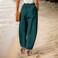 thumbnail image 6 of Juslio Women Linen Pants Elastic Waist with Pockets Linen High,Waist Casual Wide Leg Pants S, 6 of 8