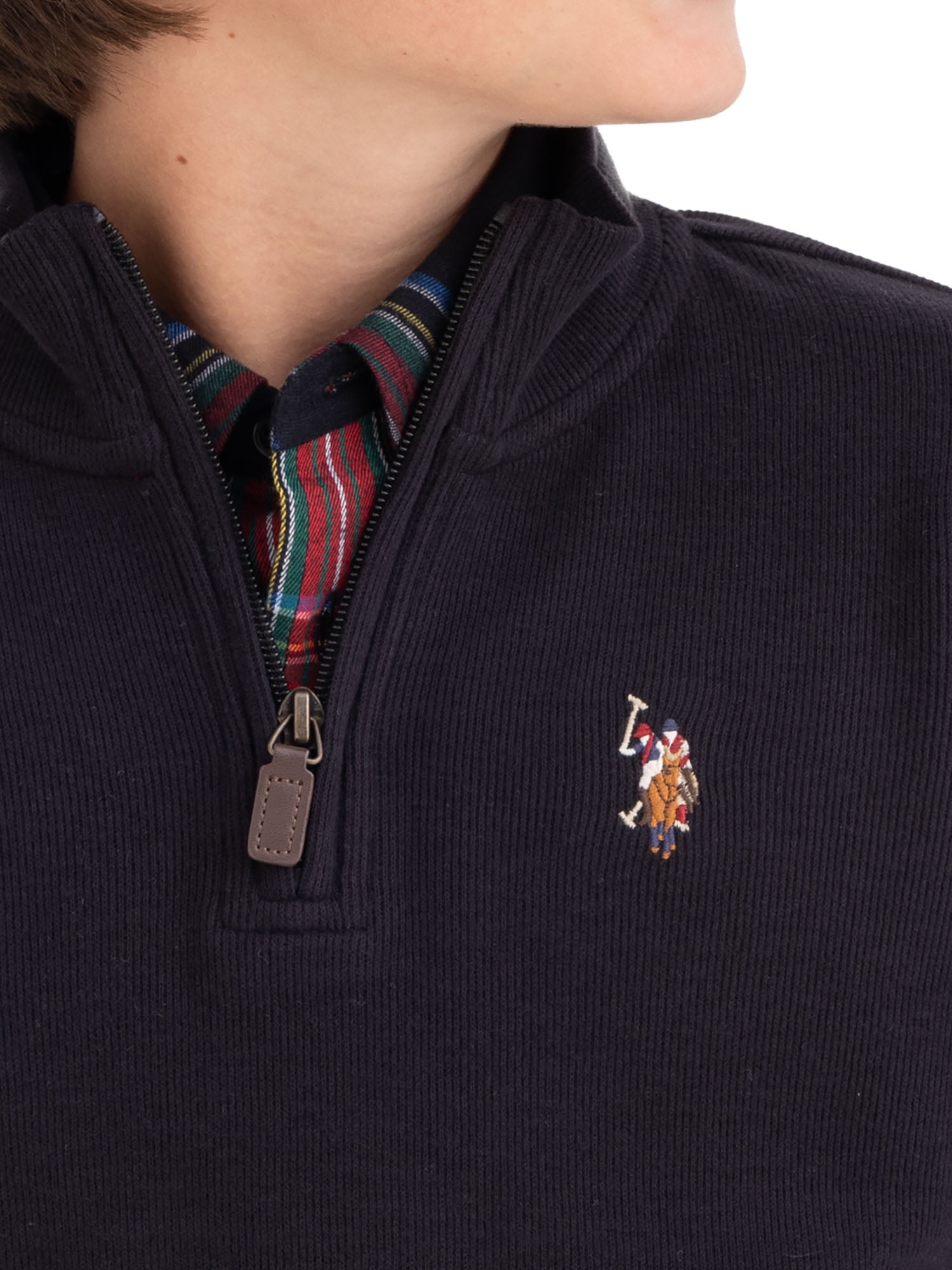 U.S. Polo Assn. Boys Flatback Rib Quarter Zip, Sizes 4-18