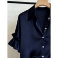 thumbnail image 3 of Women's Button Front Shirt with Collar and Ruffle Sleeves Short Sleeve Top for Summer Office Daily Wear, 3 of 4