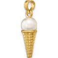 thumbnail image 5 of 14K Satin Polished 3D White Bead Ice Cream Cone Pendant Yellow Gold Material Luxe Stunning Unique Ideal for collectors and jewelry lovers, 5 of 5
