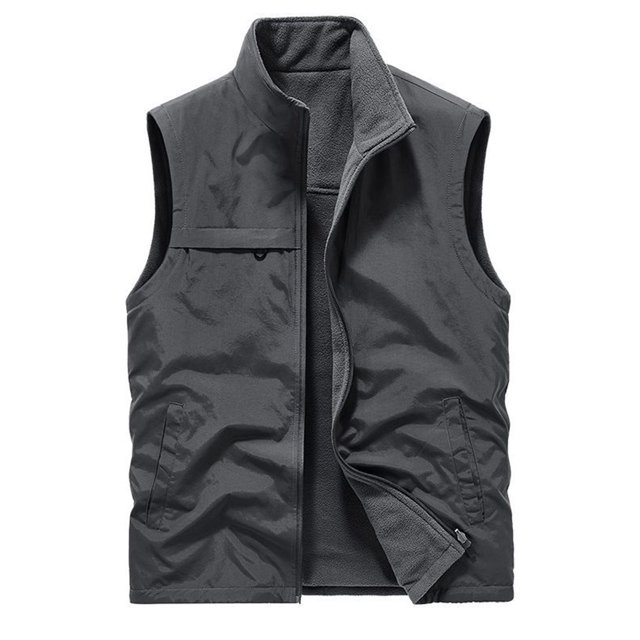 Birdeem Mens Thin Workwear Solid Color Stand Collar Sleeveless Jacket Tank Tops