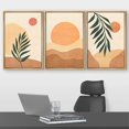 thumbnail image 2 of IDEA4WALL Framed Canvas Print Wall Art Set of 3 Mid-Century Geometric Sunlight Palm Leaf Nature Abstract Shapes Minimalism Boho Decor for Living Room, Bedroom, Office - 16"x24"x3 Natural, 2 of 5