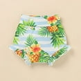 thumbnail image 2 of Styles I Love Kid Girls Aloha Beaches Pineapple Flutter Sleeve Bodysuit and Ruffle Shorts, Headband 3pcs Summer Outfit (6 Months) White, 2 of 7