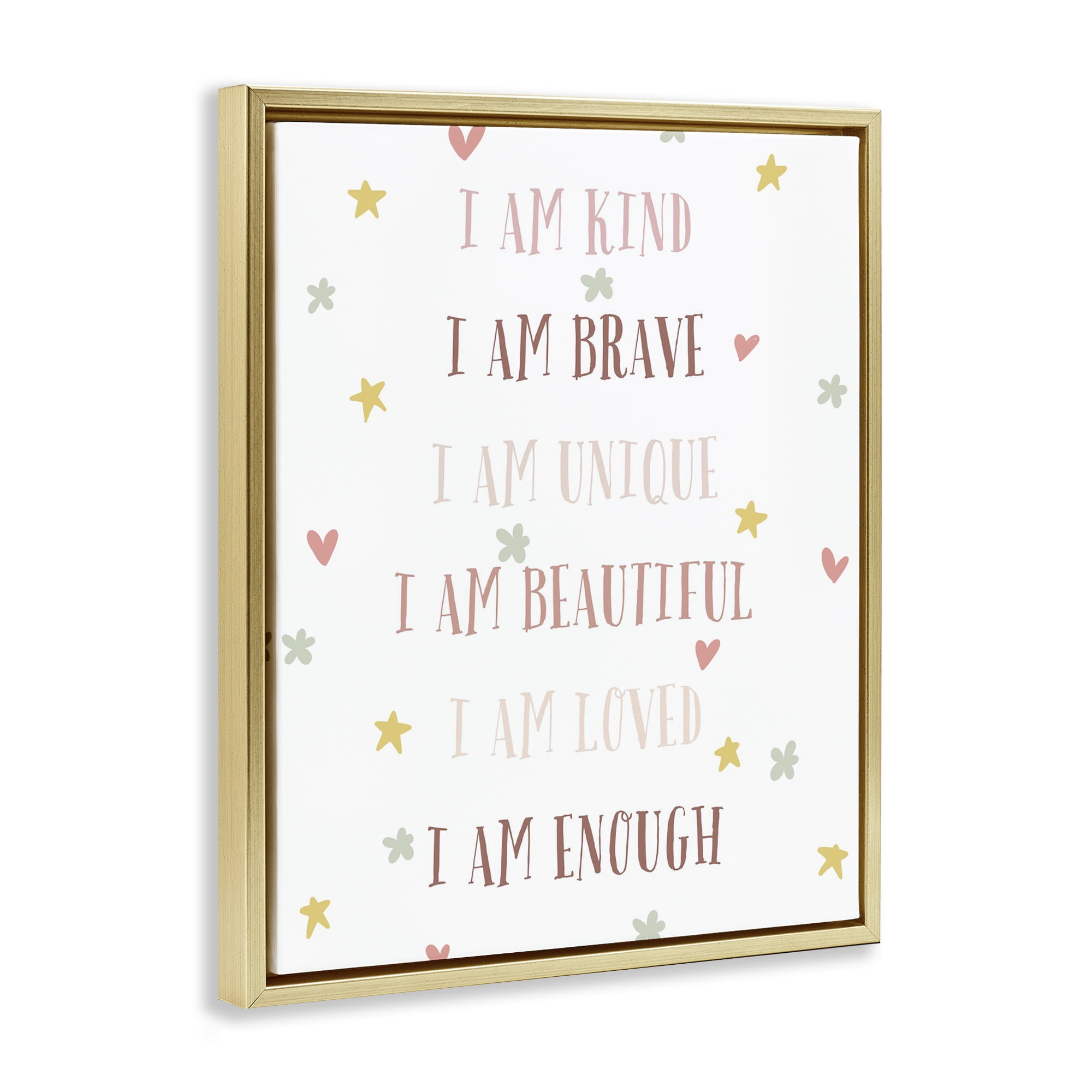 Stupell Industries I am Empowerment Quotes Gold Framed Floater Canvas Wall Art, design by Katie Griggs