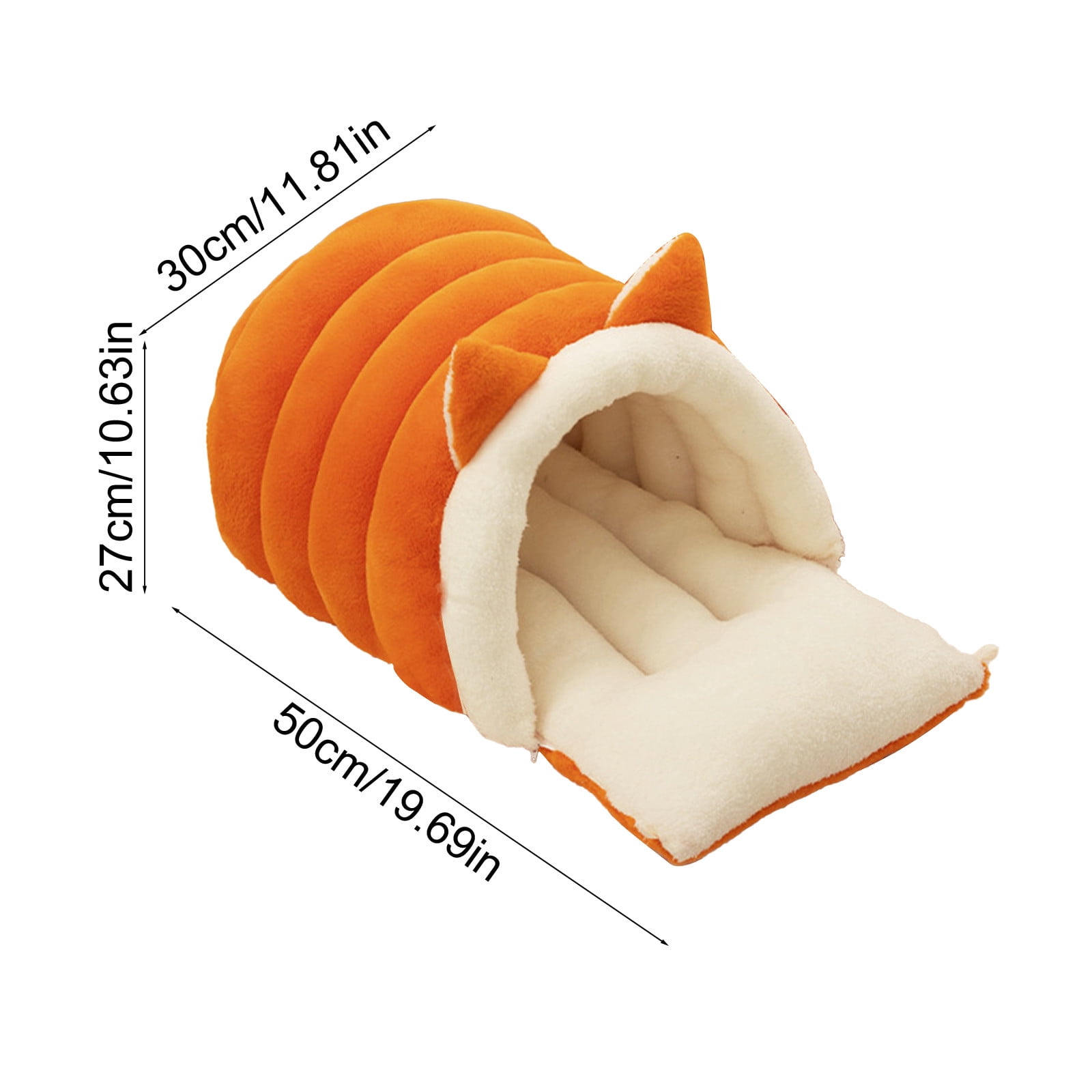 Washable Cat Bed, Warm Plush Non-Slip Semi-Enclosed Kitten Bed Cat Furniture, Pet Sleeping Bed for Cold Weather Indoor Living Room Home Decor for Cats and Small Dogs