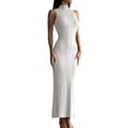thumbnail image 2 of Women Bodycon Maxi Dress Casual Long Dresses Cream White S, 2 of 7