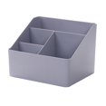 thumbnail image 1 of Caja de almacenamiento de escritorio, estuche de maquillaje con 4 compartimentos, organizador de mesa gris azul, 1 of 9