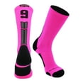 thumbnail image 2 of Neon Pink/Black Player Id Crew Number Socks (#95, Medium), 2 of 2
