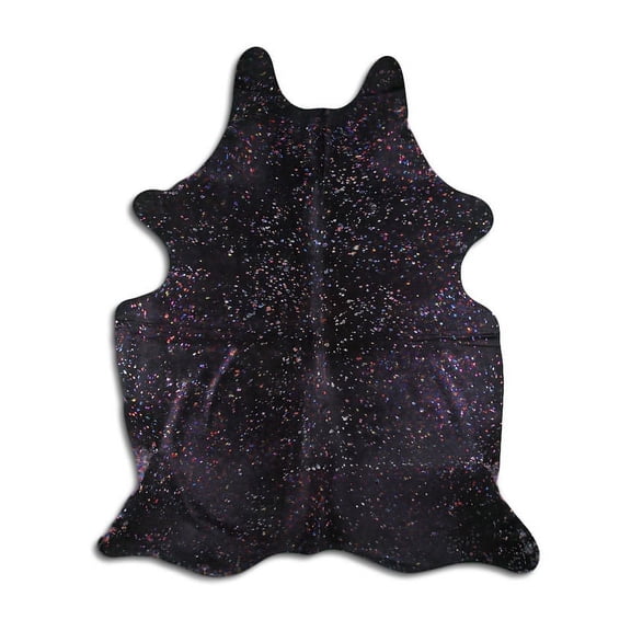 Intuitive cowhide rugs for sale COLORFUL METALLIC ON BLACK rug