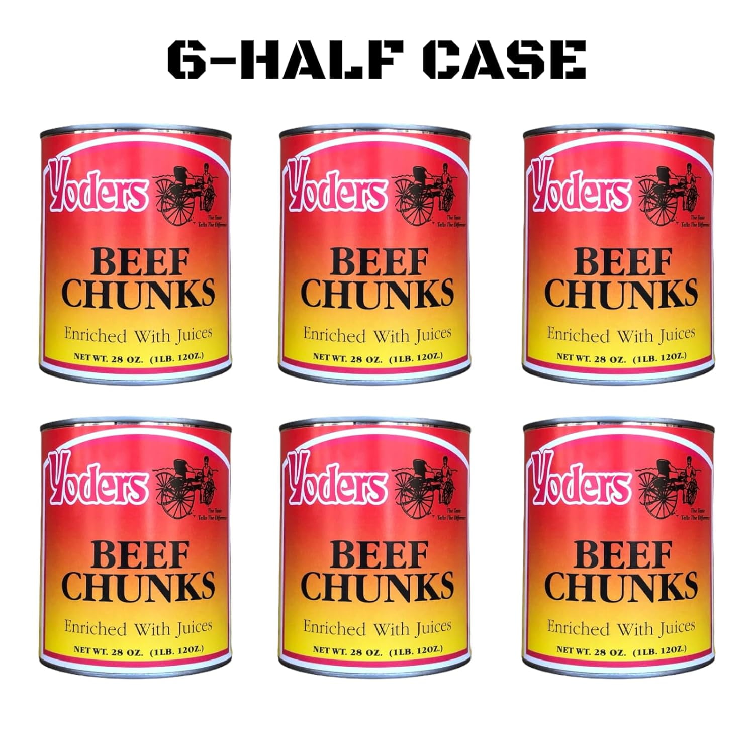 (6-Pack) Yoder’s Fully Cooked Beef Chunks, 28 oz #2.5 Can – 10.5 lbs Total, 10-Year Shelf Life, Emergency Food Storage, Camping & Meal Prep, Made in USA