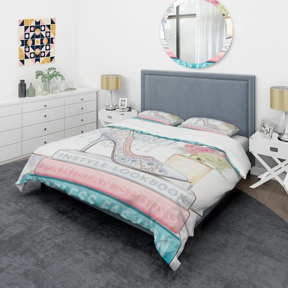 Designart 'Pink Fashion high heels III' Glam Duvet Cover Set