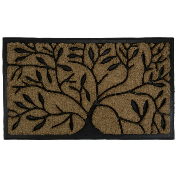 Decorative Black Rubber and Coir Outdoor Rectangular Door Mat 29.5" x 17.75"