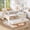 Beige MDF Pine Plywood Queen, variant on LHSHID Full with built-in bookshelves and small staircase,high-quality safety rails,and Trundle,Beige