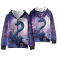 thumbnail image 4 of KUIFORTI Blue Snake Girls Oversized Hoodie Sweatshirt 8-10 Thick Comfortable Full Zip Front Sweatshirt Elastic Fabrics Outwear with Pockets for Spring, Fall and Winter, 4 of 6