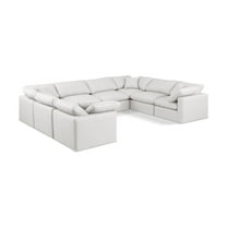 Meridian Furniture Indulge 258" Cream Vegan Leather U-Shaped Modular Sectional