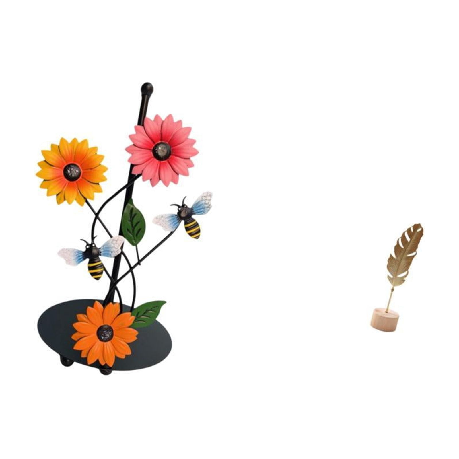 Fiocias Toilet Paper Holder Paper Towel Holder Countertop Leaf Sculpture Metal Leaf Statue Iron Construction Stable Antirust Suitable for Kitchen Countertop D