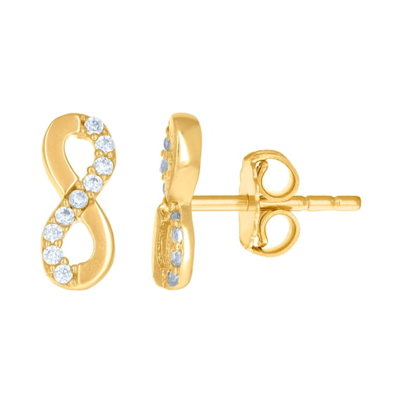 10k Yellow Gold Womens Cubic Zirconia Infinity Love Stud Earrings 10x4.3mm Wide Stud Earring for Women