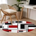 thumbnail image 4 of Red Grey Black Round Area Rug 3.3 FT, Non Slip Small Entryway Kitchen Mat, Irregular Modern Abstract Geometric Washable Soft Circular Rug Non-Shedding Door Mat for Bathroom Playroom Kids Room, 4 of 9