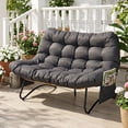 thumbnail image 3 of UBesGoo 52.4in Papasan Chair Curved Rattan Loveseat with Side Pockets, Dark Grey, 3 of 13