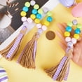 thumbnail image 3 of 4pcs Easter Wood Beaded Napkin Rings with Tassels Napkin Holders for Easter Festival Banquet Wedding Colorful 186mm, 3 of 6