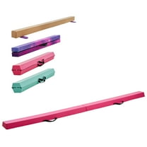KFFKFF 8FT Folding Gymnastics Balance Beam for Kids, 200LBS Stable Support with Non-Slip Surface, Floor Training Equipment with Anti-Slip Base and Carry Bag for Home Use, Pink