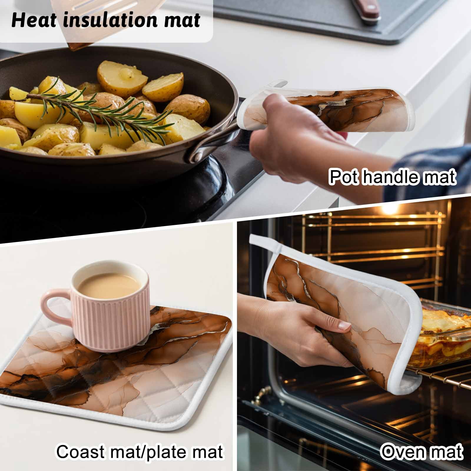 Blue Marble Pot Holders for Kitchen Heatproof Potholder, 2 Pack Modern Ombre Abstract Ink Painting Art Hot Pads Multipurpose Oven Pads Cloth Potholders Trivet for Cooking and Baking