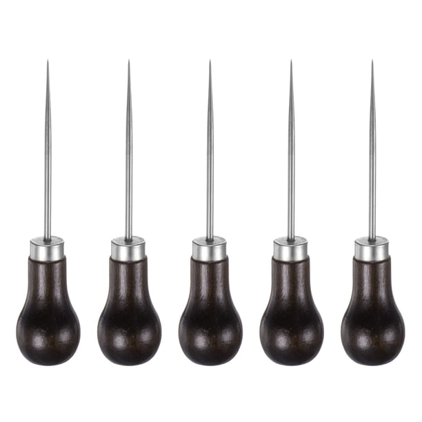 Juego de herramientas de perforación de cuero de aguja de coser de calabaza simple de 5 piezas, marrón oscuro