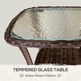 thumbnail image 6 of All-Weather Mixed-Brown Rattan Coffee Table w/ Water-Ripple Glass Top &amp; Storage Shelf – Durable Steel Frame, 19.7" Patio/Garden Furniture, 6 of 7