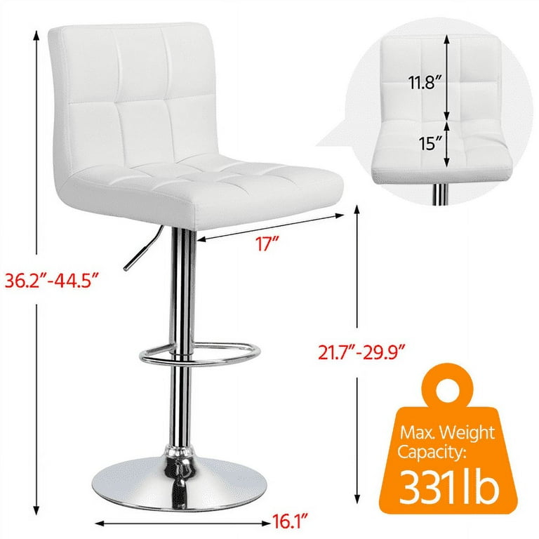 Easyfashion white counter bar stools set of 2 adjustable chair synthetic leather swivel seat new arrivals