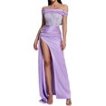 thumbnail image 1 of Vestido largo BELLA BARNETT Diamomate con corsé satinado morado, 1 of 5