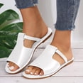 thumbnail image 2 of DeHolifer Women's Cut Out Slide Sandals Trendy Faux Leather Flat Slide Sandals,Lightweight Slip On Outdoor Shoes, 2 of 8