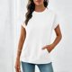thumbnail image 4 of Camiseta Negra de Manga Larga de Manga Corta de la Mujer Batwing con Bolsillo de Canguro, Top Casual de Lana Suave para el Salón Y el Uso Diario, 4 of 6