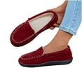 thumbnail image 6 of Xfvqtps Womens Moccasins Fleece Lining Suede Texture Upper Slip on Comfortable Flat Shoes Casual Indoor Outdoor Loafers Warm Winter Footwear Wine, 6 of 9