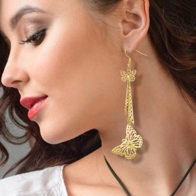 Pendientes colgantes de moda de mariposa con borlas largas, pendientes creativos, joyería para mujer Wmkox8yi sjalhkljlk4460