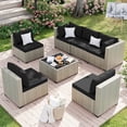 thumbnail image 3 of Amopatio 7 Pieces Patio Conversation Set, Outdoor Sectional PE Rattan Wicker Furniture Seat,BLACK, 3 of 9