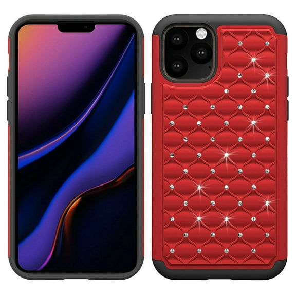 GSA Rhinestone Studded Hybrid Case for iPhone 11 Pro (5.8") - Red