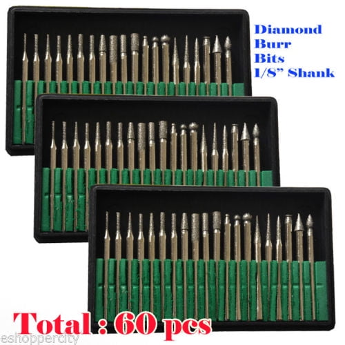 10x Diamond Coated 4mm Cylindrical Cylinder Rotary Drill Bit Burr Burrs Point 