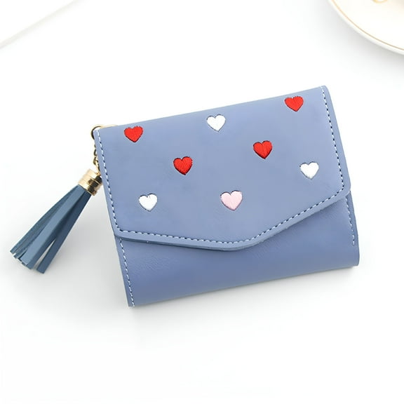 GASTROPOD Heart-shaped Tassel Wallet Small Women's Wallet PU Leather Coin Purse, Blue