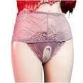 thumbnail image 2 of Homenesgenics Underwear for Women Plus Size under $10 Women's Mid-waist Sexy Lace Open Transparent Panties Briefs Pink XXL, 2 of 6