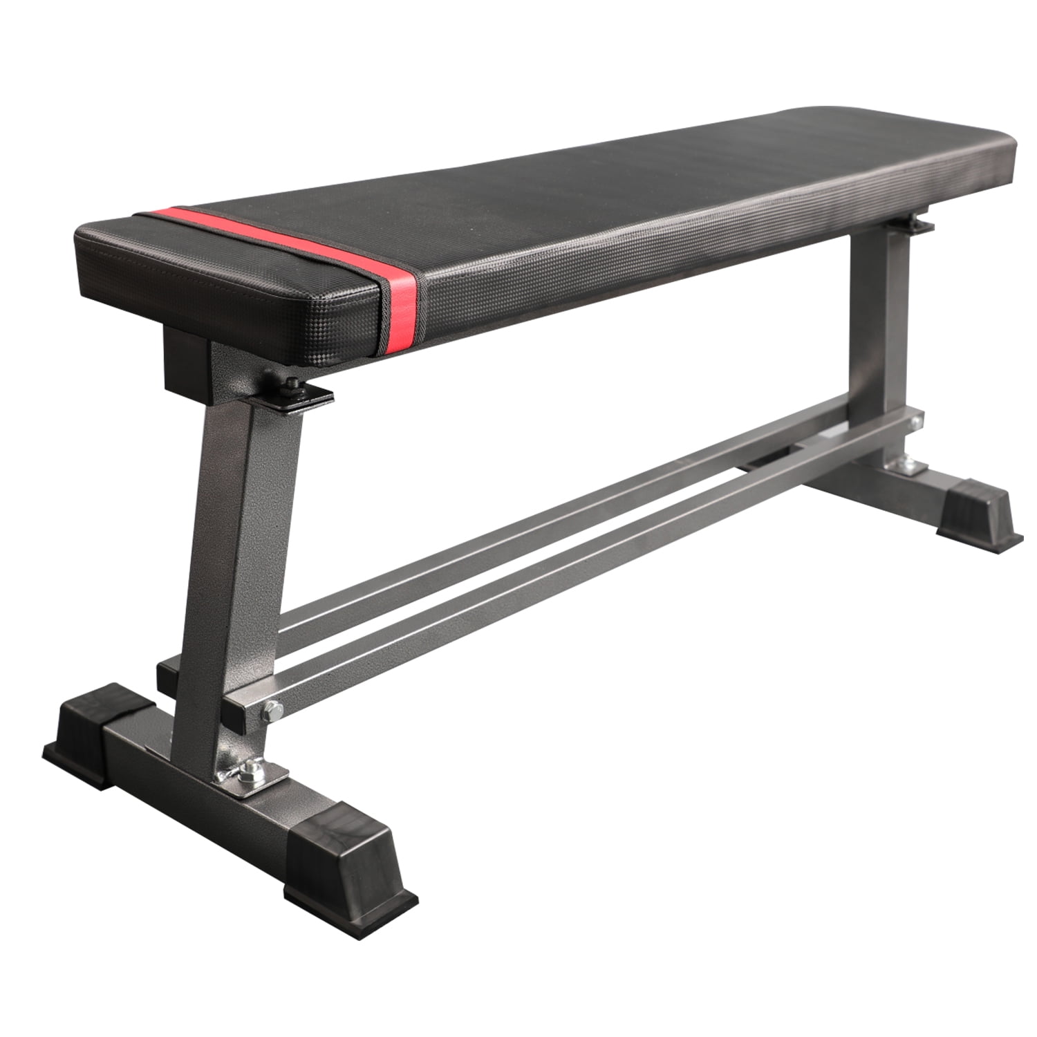 Flat Weight Bench with Built-in Dumbbell Rack Workout Bench Strength Training
