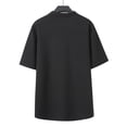 thumbnail image 5 of Men's Slim Fit Polo Shirts Short Sleeve Breathable Stand up Collar Button Down Golf Shirts Ribbed Knit Soft Cotton Tops Sizes S-2XL Black, 5 of 8