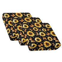 Xixirimido Couch Covers for Sectional Sofa Stretch Couch Cushion Covers 3Pcs Universal Couch Sofa Cover Washable Furniture Protector for Living Room, Butterfly and Sunflower Black