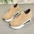 thumbnail image 6 of Womens Platform Loafers Sneakers High Heels Casual Shoes (Khaki 40), 6 of 8