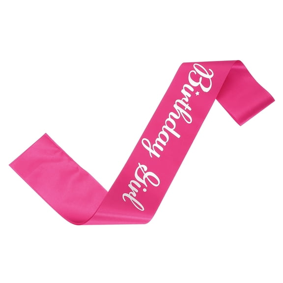 Uxcell Birthday Girls Sash with Pin Silver Sparkle Lettering Party Favors Supplies Decorations Accessories for Women Costume Gifts Sweet Birth Day, Pink