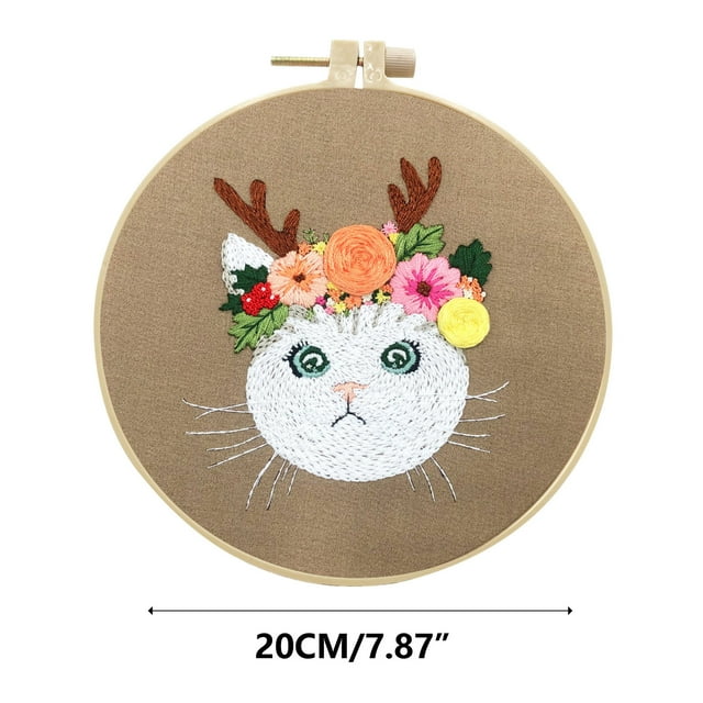 Birdeem Embroidery Hoop Flower Kit for Beginner Embroidery Cats New Product Embroidery Diy Stereoscopic Beginner Basic Fabric Material Pack