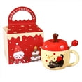 thumbnail image 2 of Christmas Apple Cartoon Ceramic Mug - Holiday Themed Hot Drink Cup with Lid & Spoon, Ideal for Cocoa/Coffee, Festive Party Gift,Red4, 2 of 9