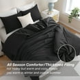 thumbnail image 2 of 3 Pieces Comforter Set, Solid Breathable Quilted Style Bedding Sets, Luxury Fluffy Soft Comforter for All Season (1 Comforter & 2 Pillowcases), Black Queen, 2 of 6