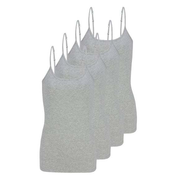 Natural Uniform Women's Camisole Cotton Stretch Undershirt with Adjustable Strap Tank Top 4 Pack (Heather Charcoal) Large