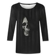 thumbnail image 5 of yoeyez Plus Size Halloween Shirts for Women Fashion Skeleton Print Tops 3/4 Sleeve Women Casual Fall Tops Multicolor,S, 5 of 6
