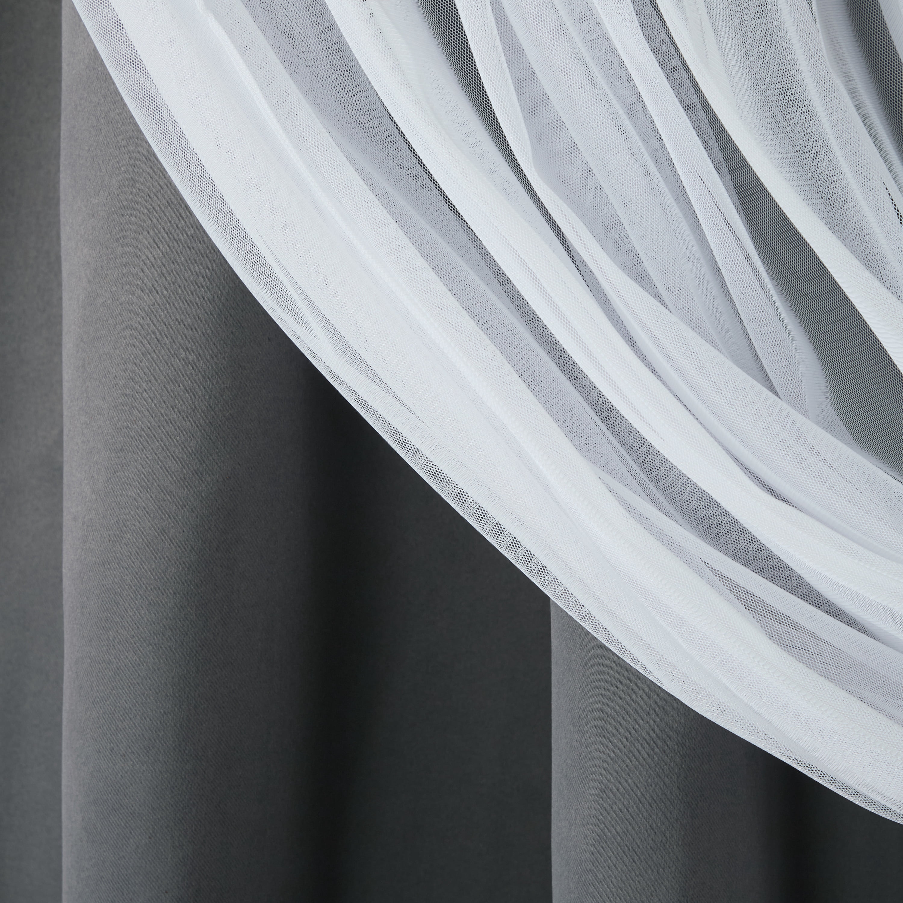 TOWN & COUNTRY LUXE Talia Double Layer Indoor Curtains, Sheer and Room Darkening Blackout, Grommet Top, Energy Efficient, 2-Pack Set, 52"x63", Black Pearl